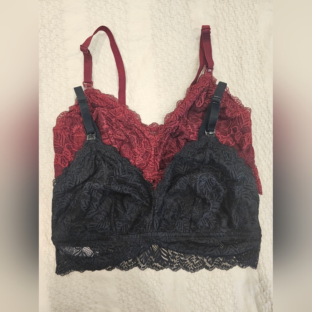 Auden Lace Bralette Set in Red and Black